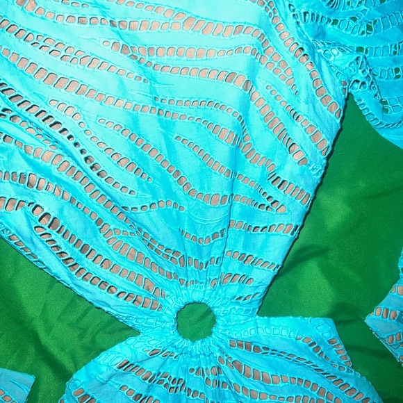 NWT MICHAEL by Michael Kors Elegant Blue ZebraPrint Eyelet Cutout Dress size XXS - Picture 6 of 10